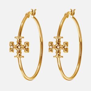 TORY BURCH ELEANOR HOOPS 18K GOLD PLATED